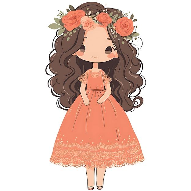 a drawing of a girl with a flower in her hair