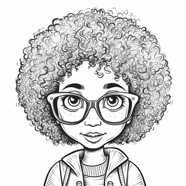 Photo a drawing of a girl with glasses and a sweater generative ai