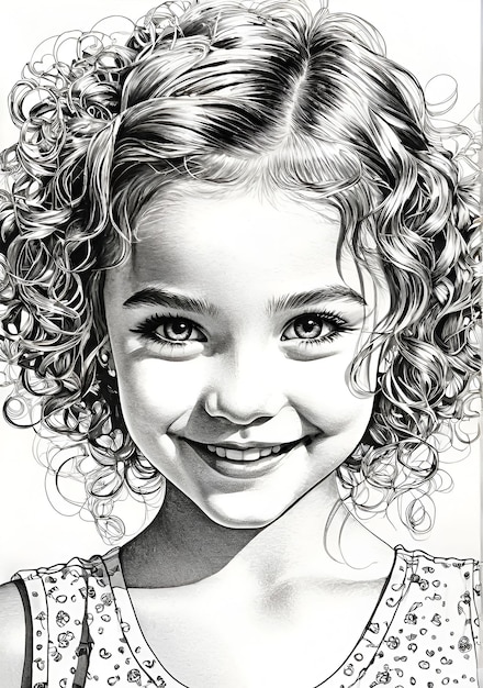 a drawing of a girl with a smile on her face