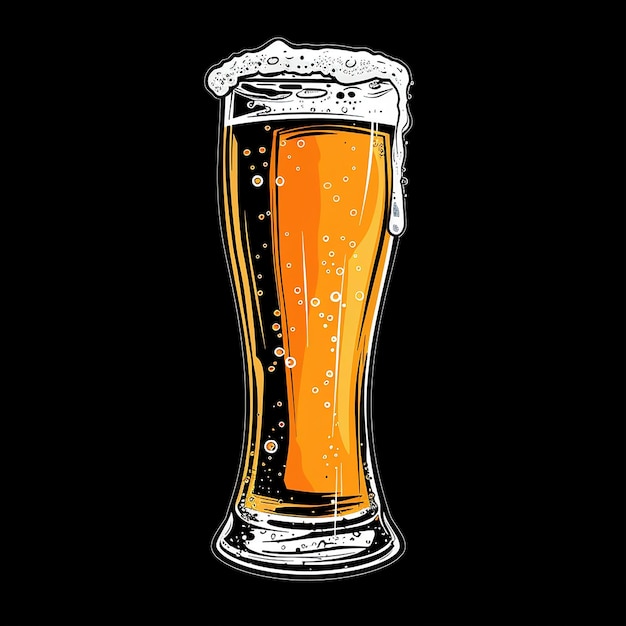 その上に泡があるビールのグラスの絵