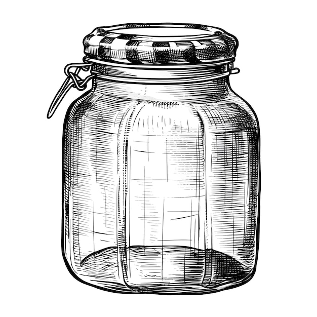 Photo drawing of glass jar with lid generative ai