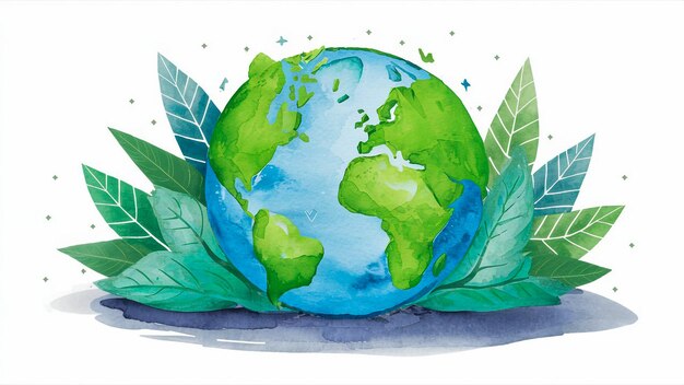 a drawing of a globe with a leaf on it