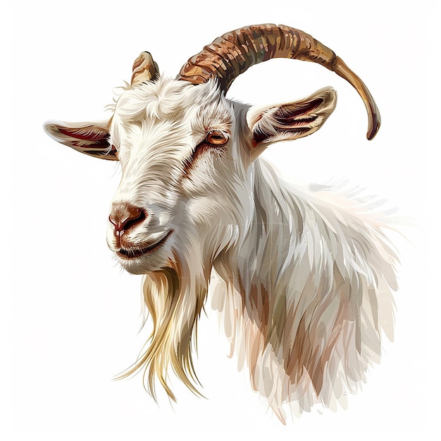 Photo a drawing of a goat with horns and horns