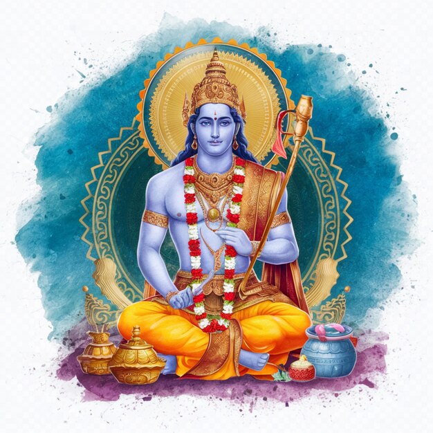 Photo a drawing of a god with a blue background and a picture of deity