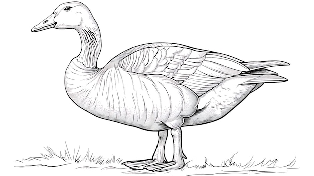 Photo a drawing of a goose with a white background