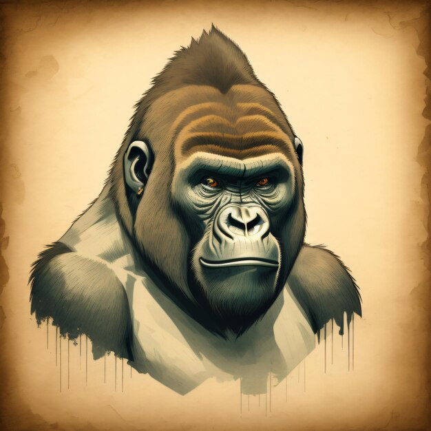 A drawing of a gorilla that is from the year of the monkey.