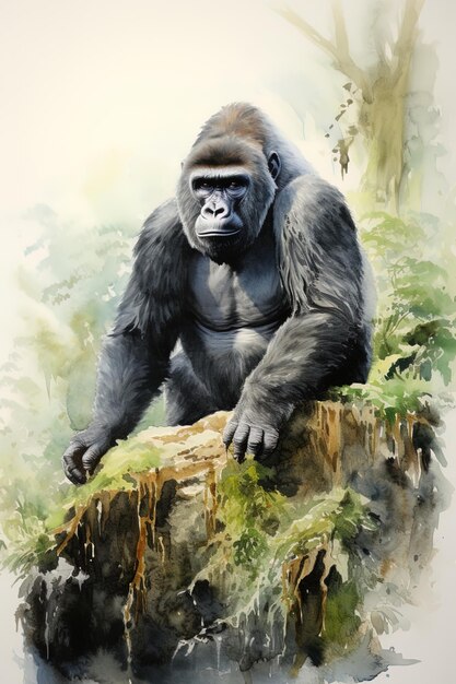 a drawing of a gorilla on a tree with the word gorilla on it