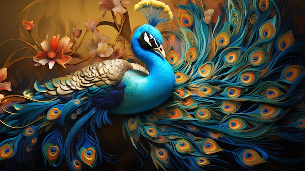 drawing of a graceful and beautiful peacock