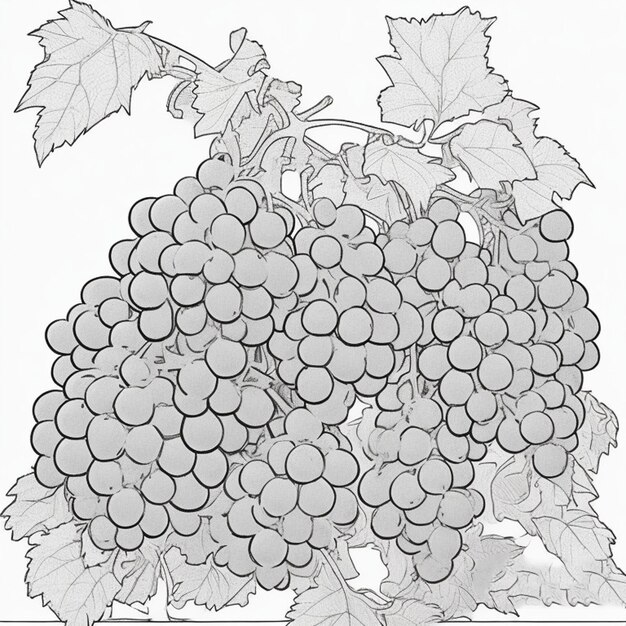 Photo a drawing of grapes with leaves and leaves on it