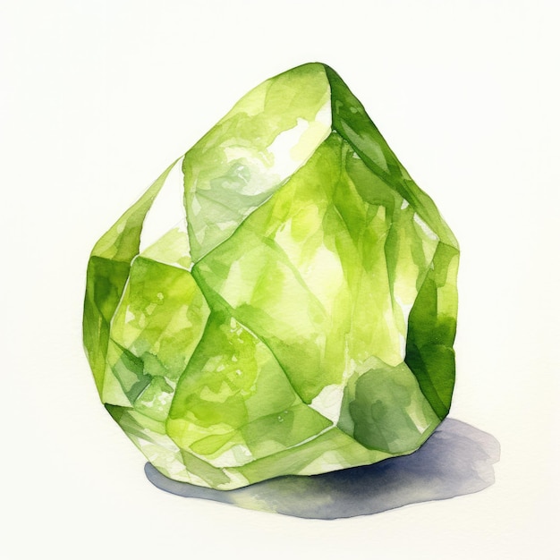 Photo a drawing of a green diamond with green leaves