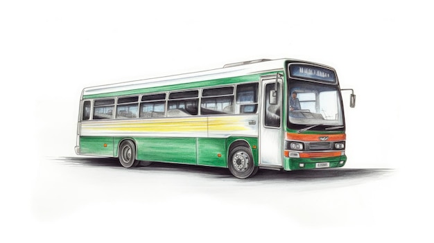 A drawing of a green and yellow bus with the number 37 on the front.