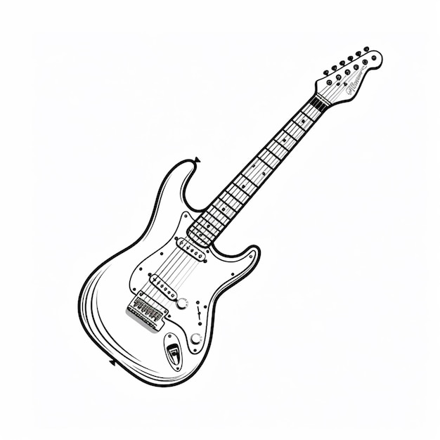 Photo drawing of a guitar with a neck and neckplate generative ai