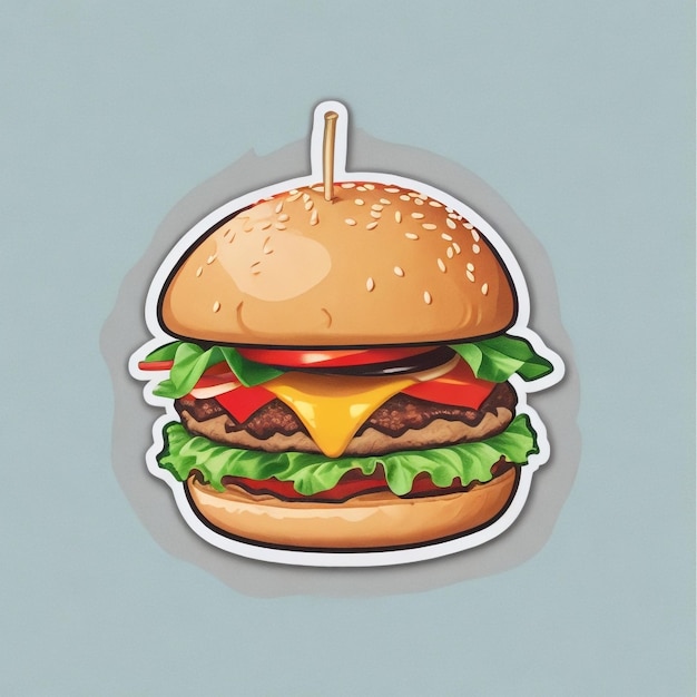 A drawing of a hamburger sticker