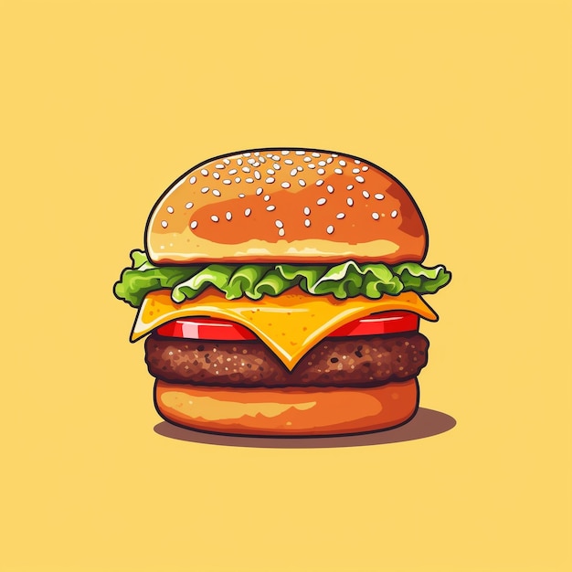 Foto un disegno di un hamburger con un'immagine di un hamburgo su di esso