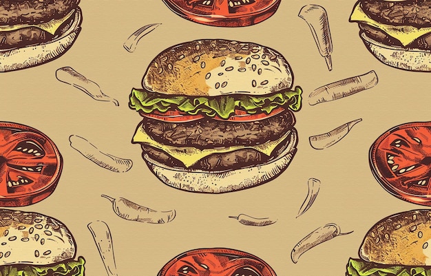 a drawing of a hamburger with the words burgers on it