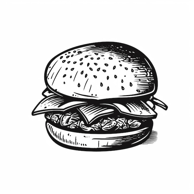 Foto un disegno di un hamburger con le parole 