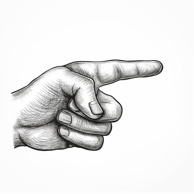 Photo drawing of a hand pointing at something with a finger generative ai