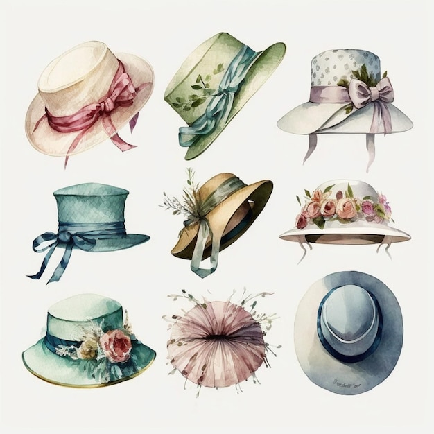 Photo a drawing of hats with the word 