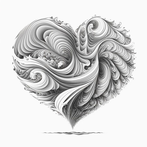 Foto un disegno di un cuore fatto di turbinii e onde generatrici ai