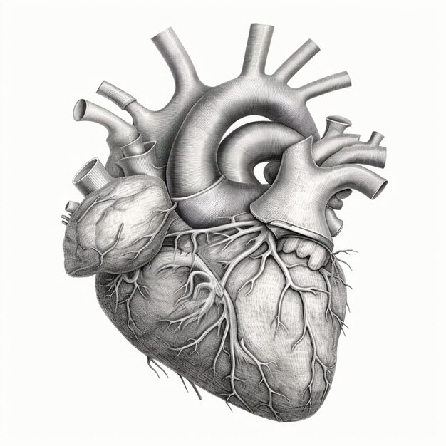 a drawing of a heart with a lot of branches and a heart shaped structure generative ai