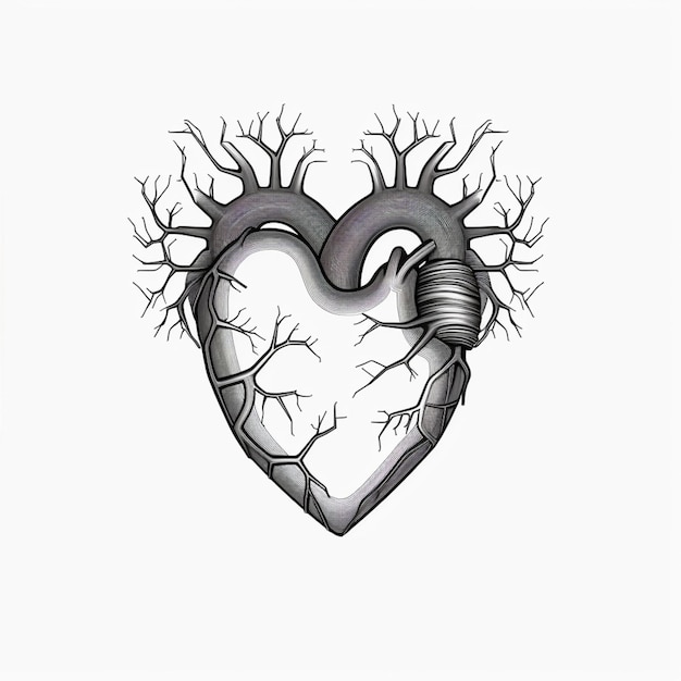 Foto un disegno di un cuore con un albero che ne cresce generativo ai