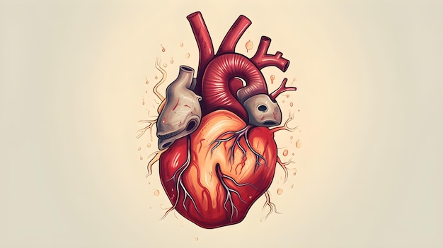 Foto un disegno di un cuore con sopra le parole cuore