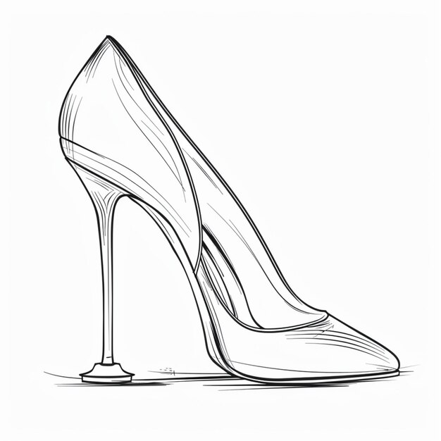 Photo a drawing of a high heel shoe on a white paper