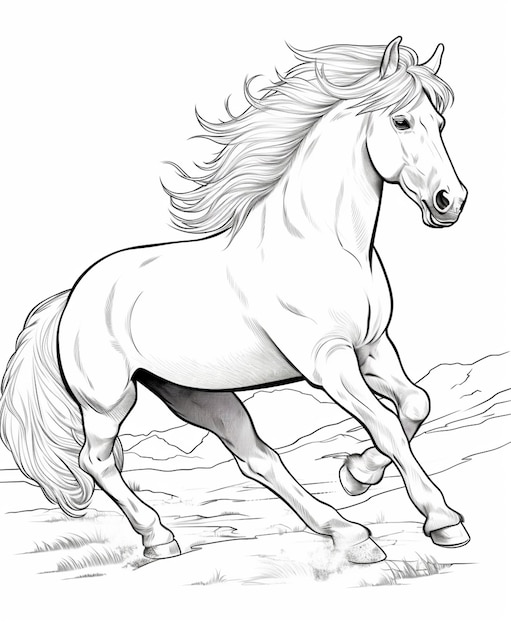 a drawing of a horse running in the desert generative ai