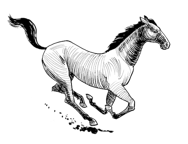 A drawing of a horse that has the word horse on it.