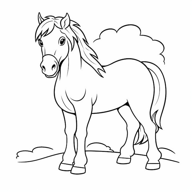 Foto un disegno di un cavallo con una nuvola sullo sfondo