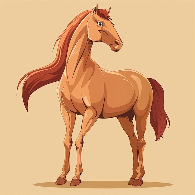 a drawing of a horse with a red mane