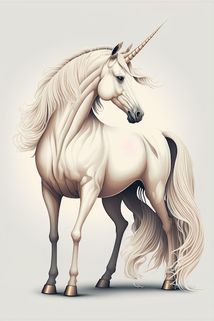 a drawing of a horse with a white mane and tail