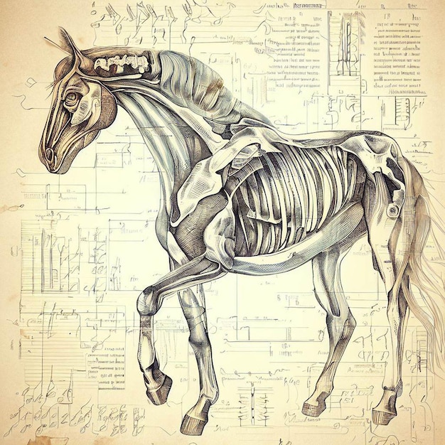 Photo a drawing of a horse with the word horse on it