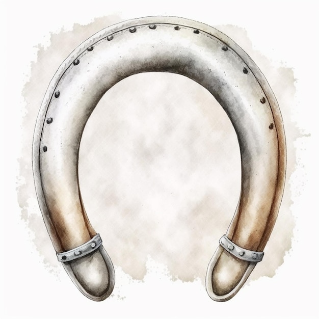 Foto un disegno di un oggetto a forma di ferro di cavallo con rivetti su di esso
