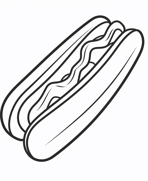 Photo a drawing of a hot dog with mustard and ketchup on it generative ai