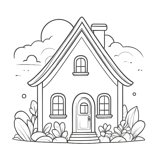 a drawing of a house with a house in the background