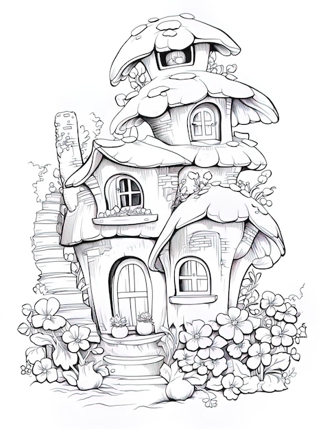 a drawing of a house with a house on the top.