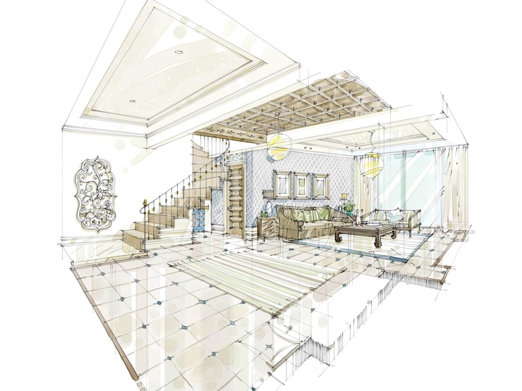 Photo a drawing of a house with a staircase and a staircase
