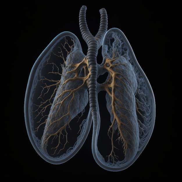 A drawing of a human lung with the word lung on it.