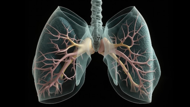 A drawing of a human lung