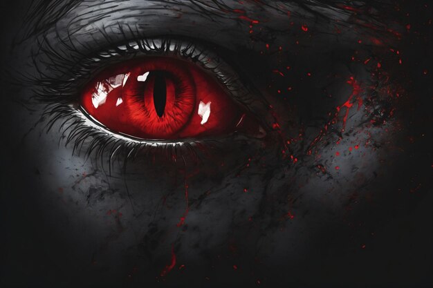 Photo drawing of a human red eye