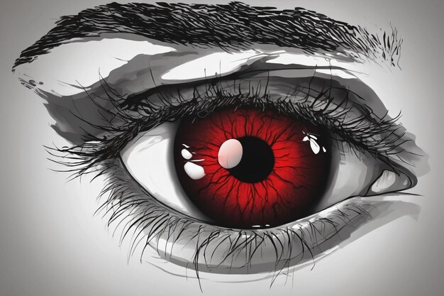 Drawing of a human red eye