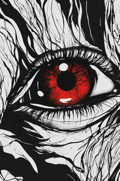 Drawing of a human red eye