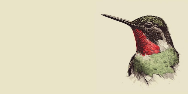 Photo drawing of a hummingbird on a white background generative ai