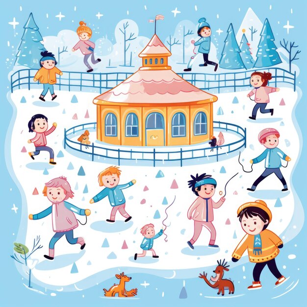 Photo drawing of ice rink on white background