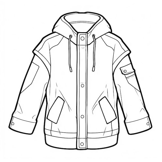 Photo a drawing of a jacket with a hood and a zipper generative ai