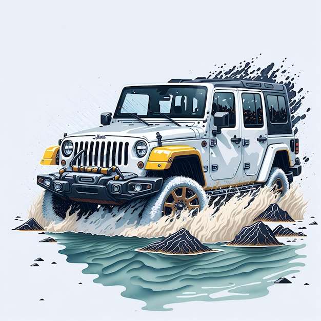 A drawing of a jeep with the word jeep on it