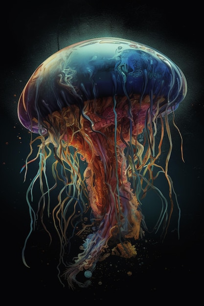 A drawing of a jellyfish with the word jellyfish on it.