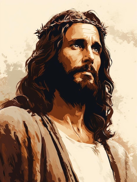 a drawing of jesus with a cross on it