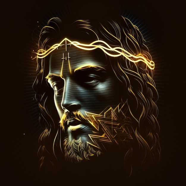 Рисунок Иисуса с короной на голове